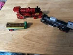 Red Train Black Gmd FX06237 Engines And Flatbed Car. Fixed Price $8.99.