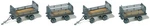 Ho Preiser 17129 Four Luggage Trailers Era 3 : Model Baggage Cart Kit. Fixed Price $24.50.
