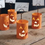 SET/4 Tin Can Jack Lantern Halloween Party Place Card/favor Holders Ctw, Nib. Fixed Price $22.79.