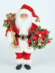 Christmas Visit Santa Figurine With Lighted Berry Wreath And Sack Of Toys. Fixed Price $109.95.