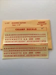 Champ Decals Ho Scale L-107: Modern Gothic Red 1/8 Alphabet/numerals Set. Fixed Price $6.00.